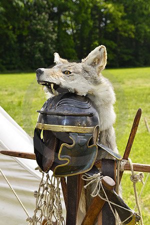 Römerhelm mit Fuchs